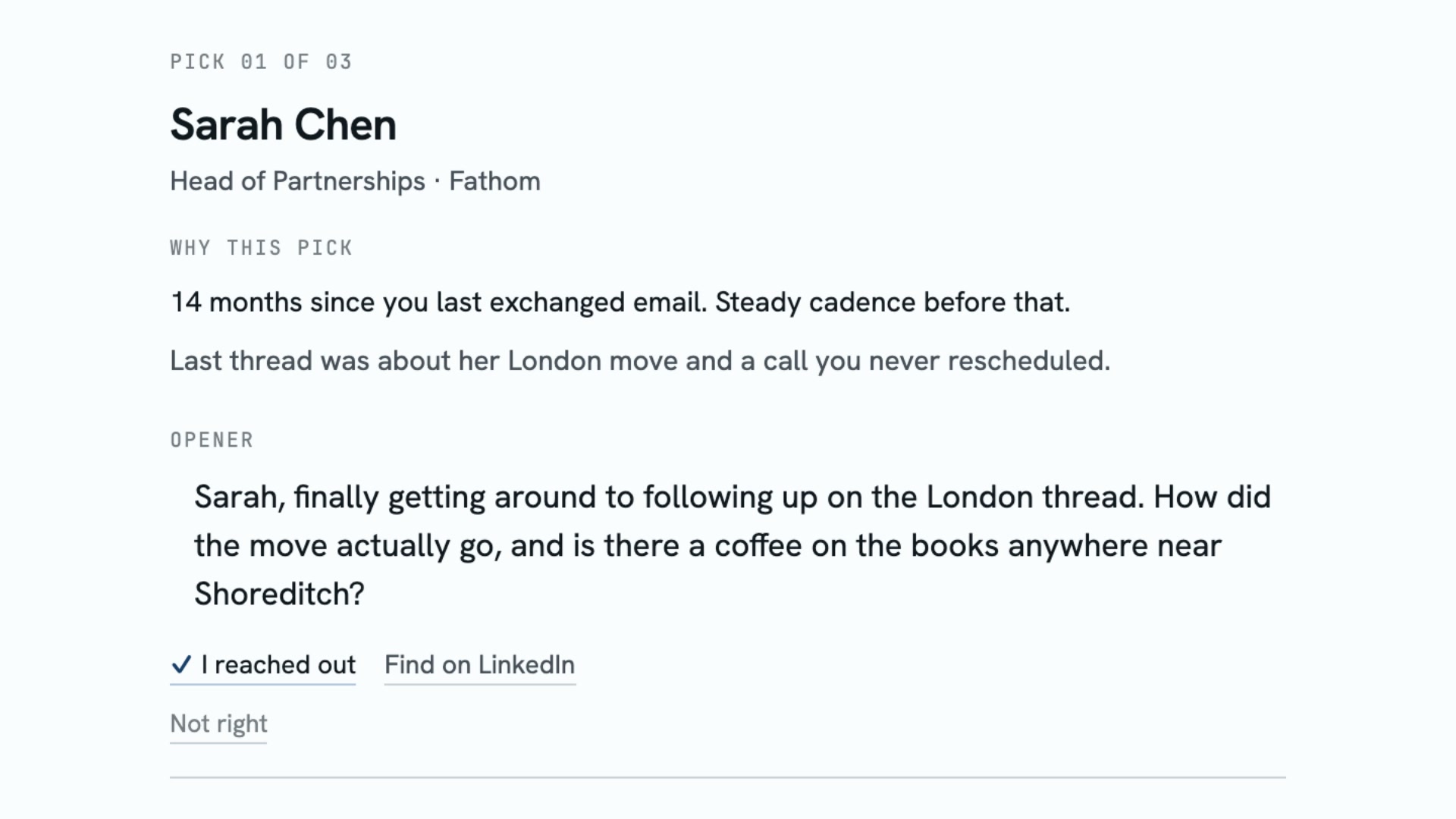 The weekly digest email, first pick
